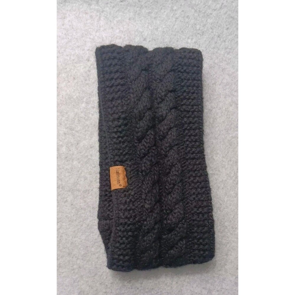 Hatromm Wool Blend Cable Knit Ear Warmer  Fleece Lined Headband OS Black Outdoor